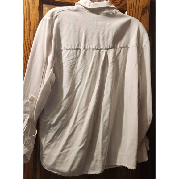 Women's Drapers & Damons White Embroidered/Beaded Button Long Sleeve Shirt Sz L - Picture 5 of 5